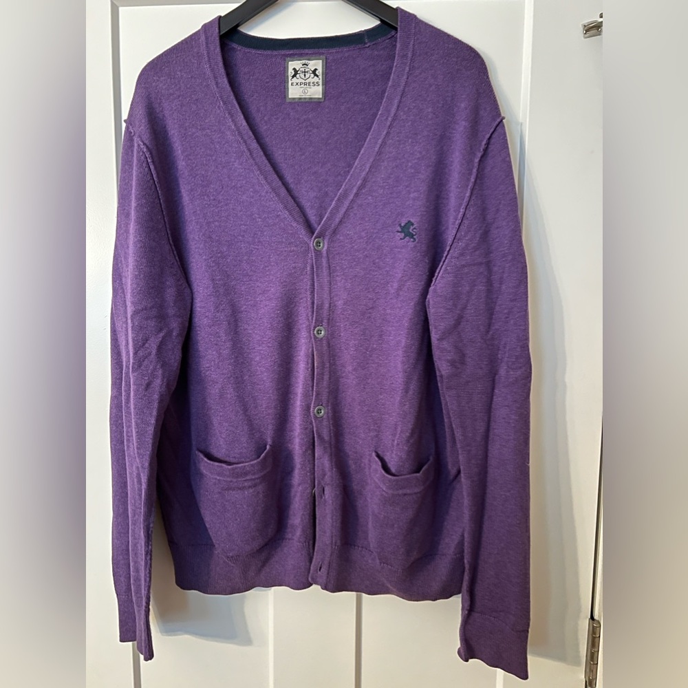 Express Men’s Purple Cardigan L